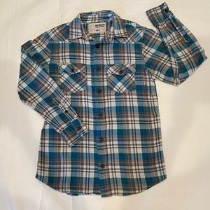 Urban Pipeline Flannel Shirt Button Up Mens Small Teal Gray Cotton Long Sleeve.